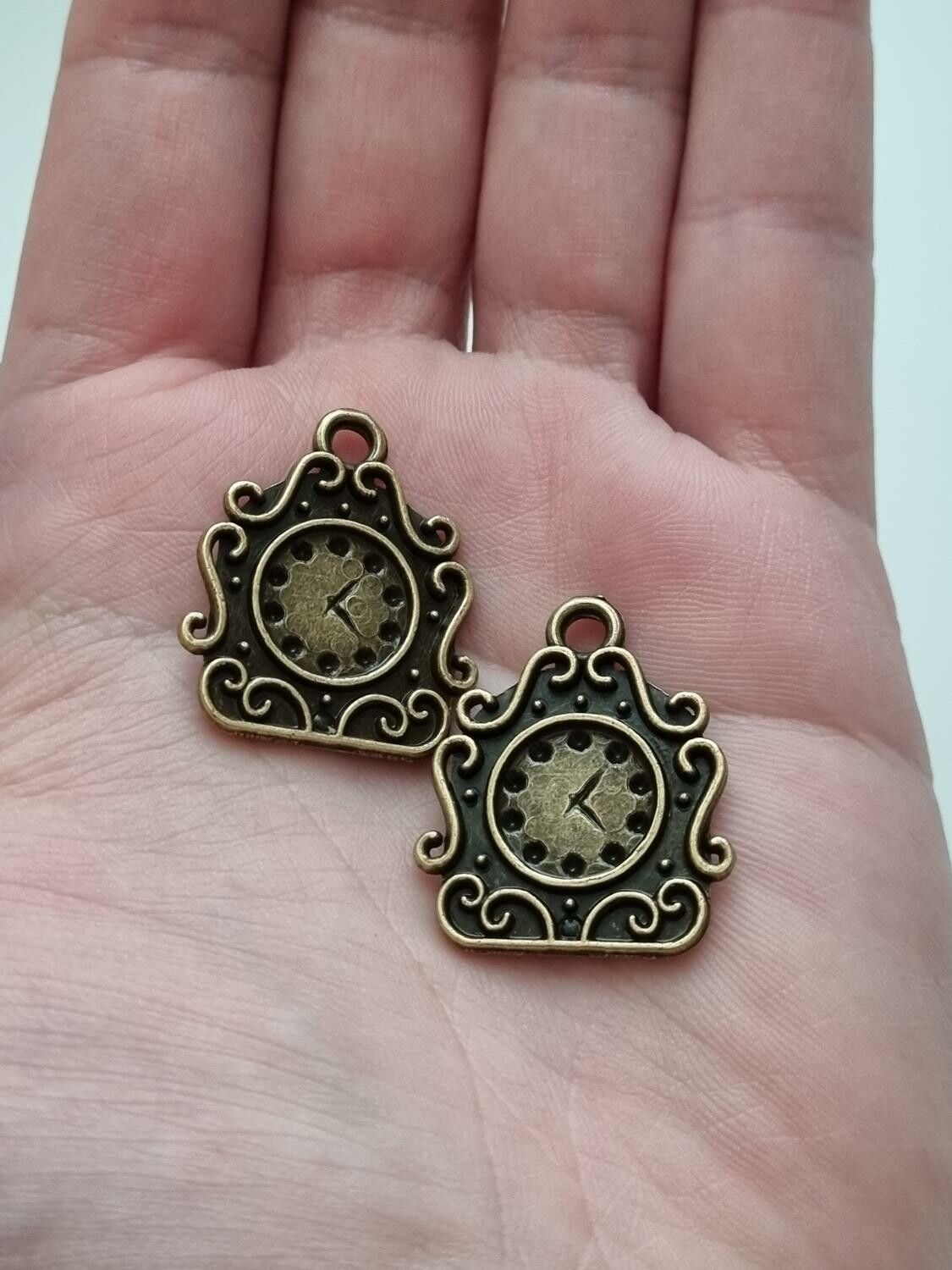 Berlock klockor i steampunk, bronsfärgade klockberlocker