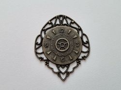 Bronsfärgad berlock, klocka i steampunk, klockberlock
