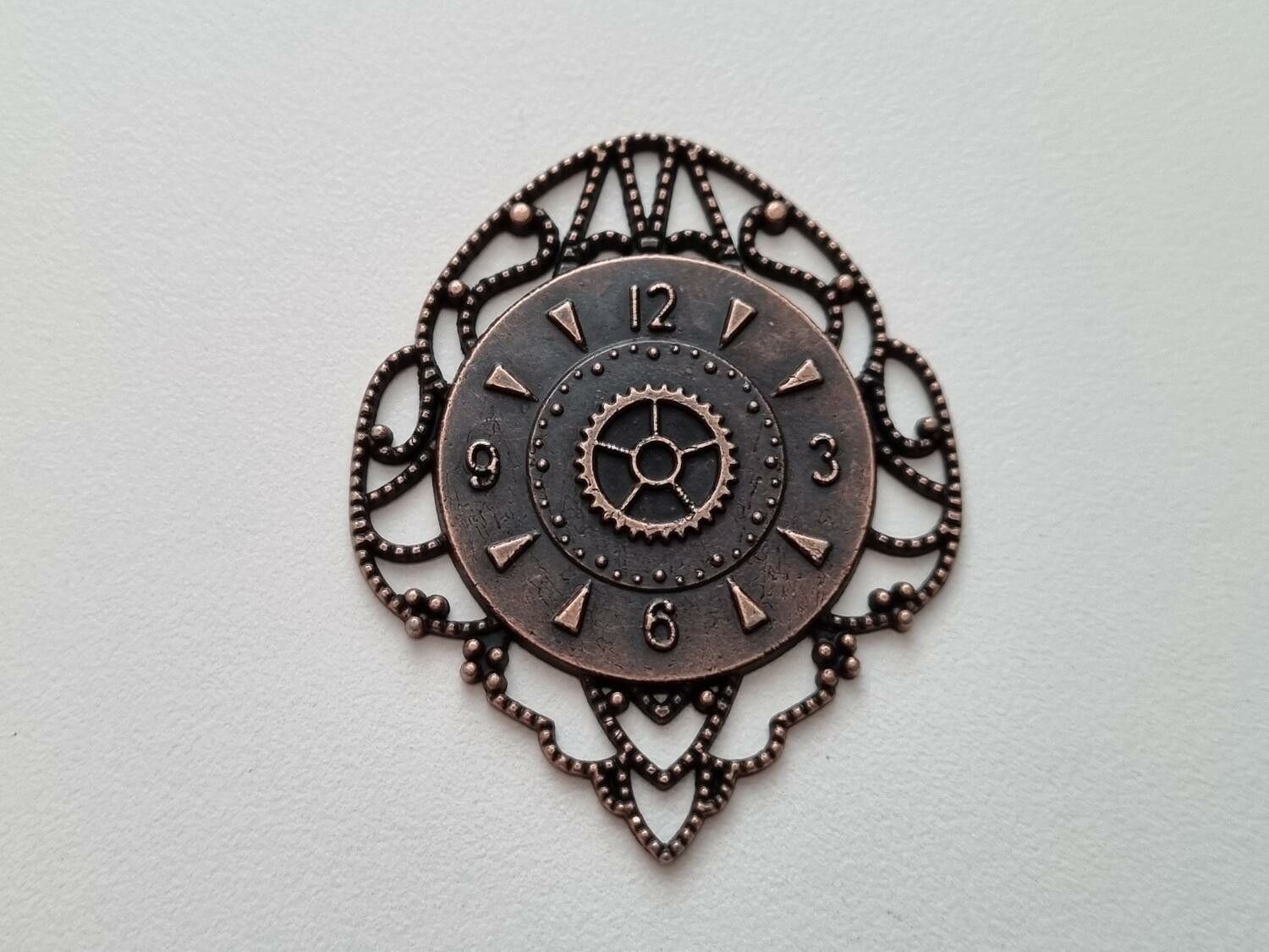 Berlock klocka i steampunk, klockberlock (kopparfärgad)