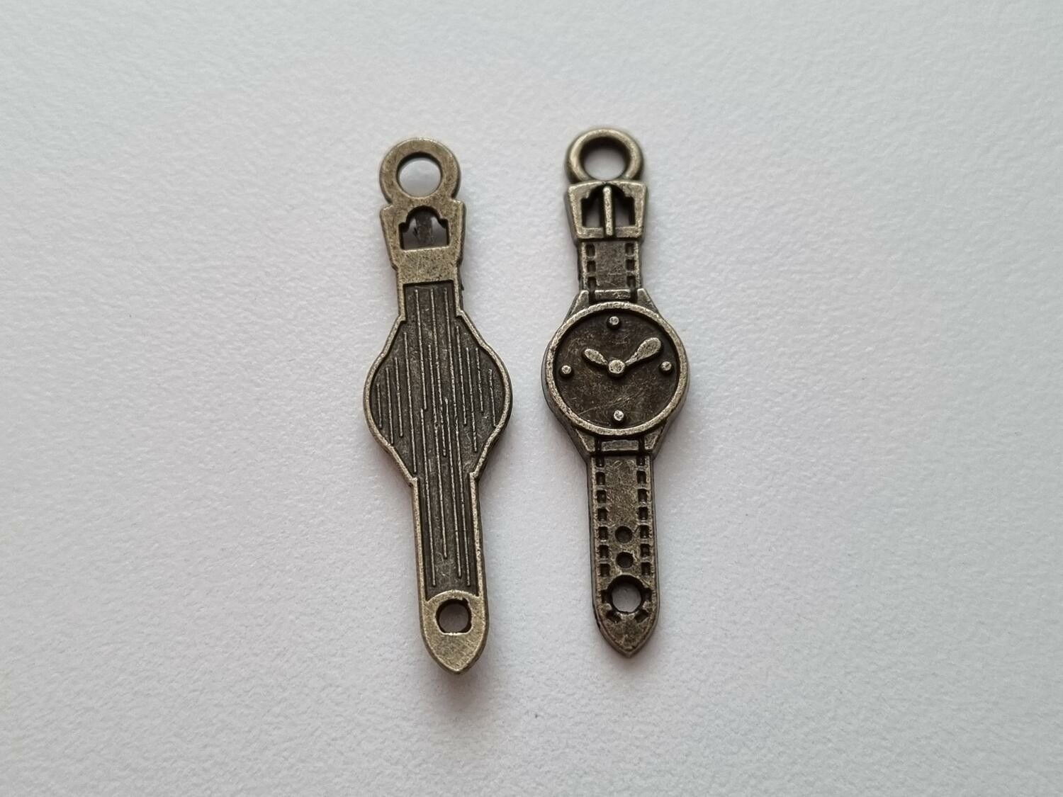 Berlock klockor med armband i steampunk, bronsfärgade klockberlocker