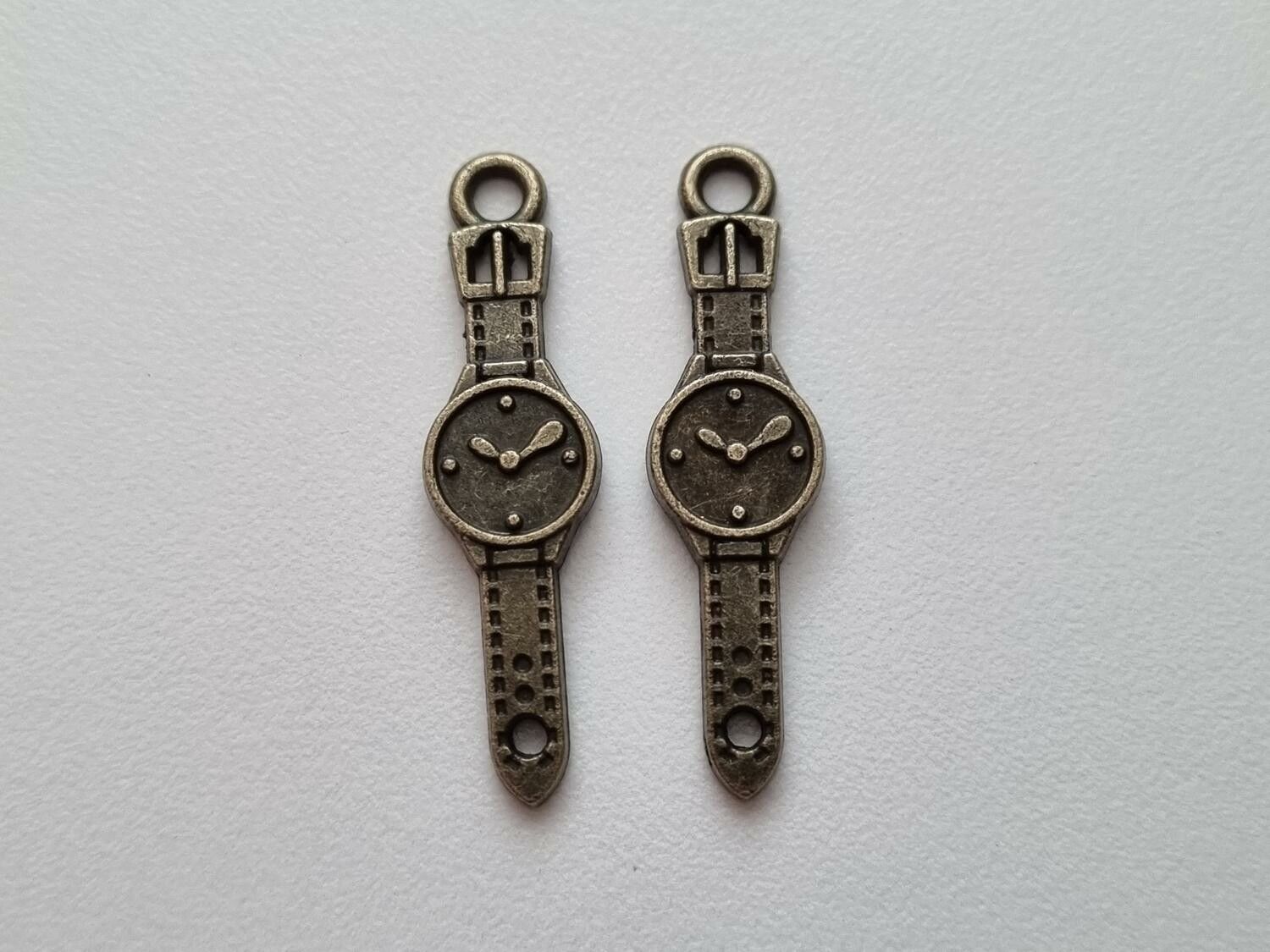 Berlock klockor med armband i steampunk, bronsfärgade klockberlocker