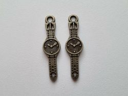 Berlock klockor med armband i steampunk, bronsfärgade klockberlocker