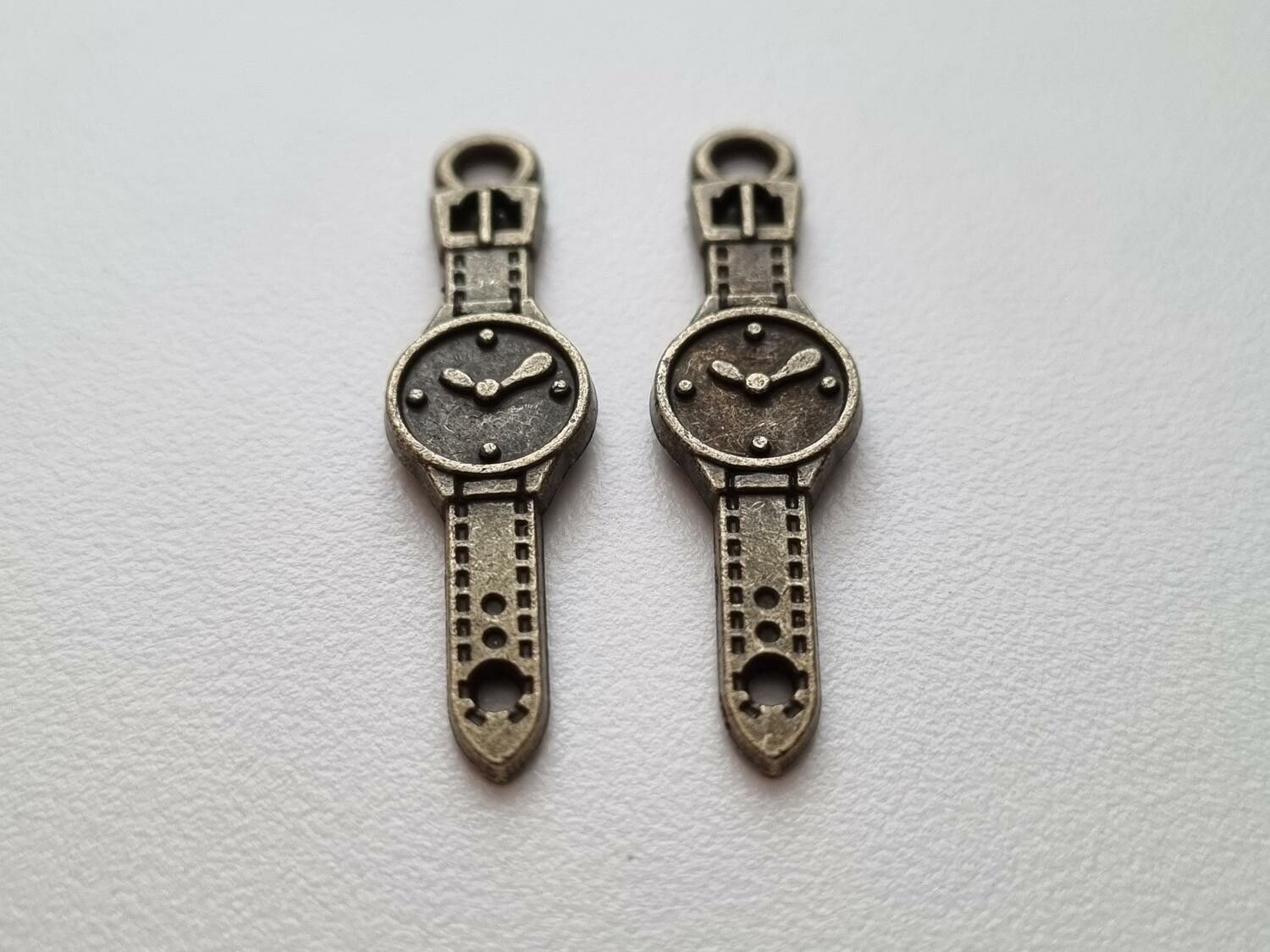 Berlock klockor med armband i steampunk, bronsfärgade klockberlocker