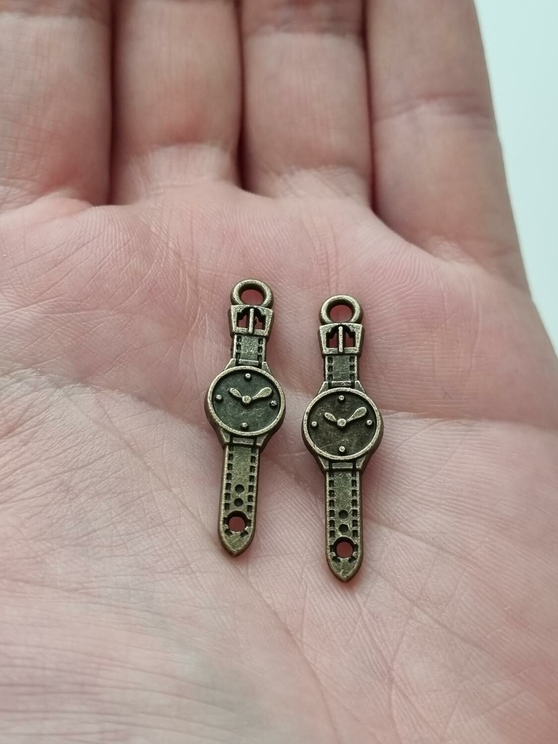 Berlock klockor med armband i steampunk, bronsfärgade klockberlocker