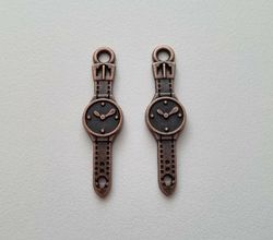 Berlock klockor med armband i steampunk, kopparfärgade klockberlocker