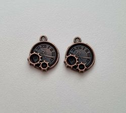 Berlock klockor i steampunk, kopparfärgade klockberlocker