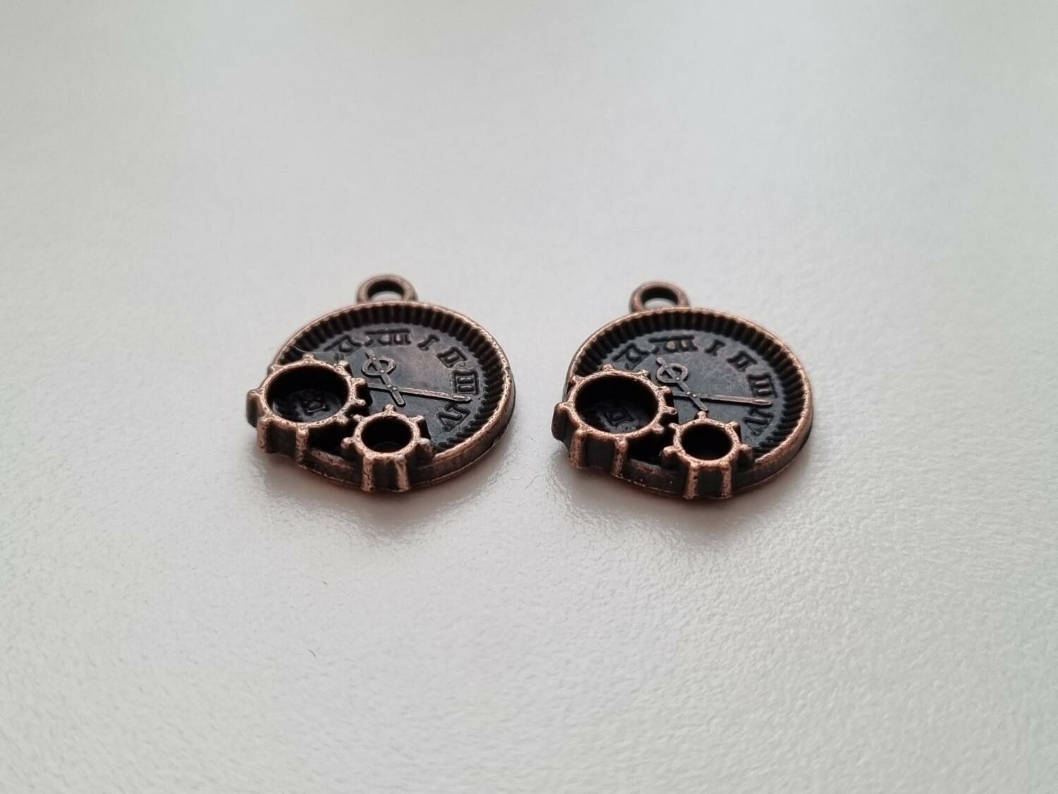 Berlock klockor i steampunk, kopparfärgade klockberlocker