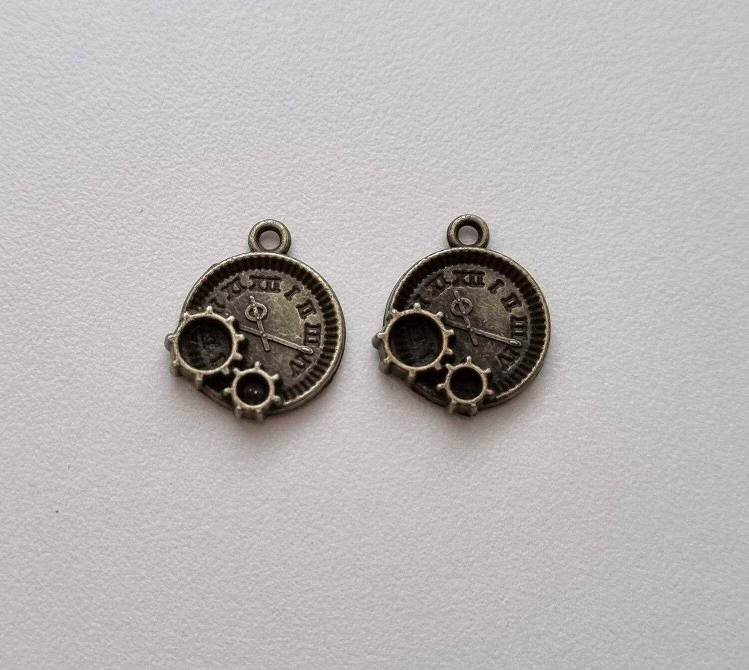 Berlock klockor i steampunk, bronsfärgade klockberlocker