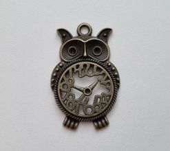 Uggla i steampunk, bronsfärgad klockberlock