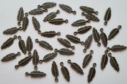10 st Fjädrar berlocker charms - Antikbronsfärgade
