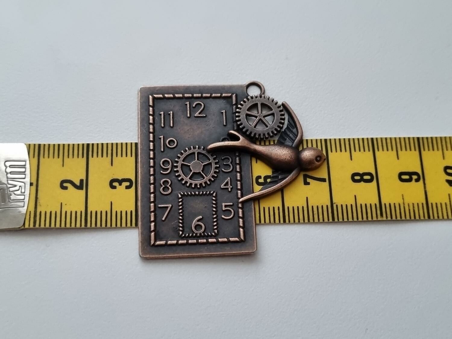 Berlock Klocka i steampunk, kopparfärgad klockberlock