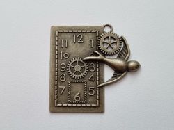 Berlock Klocka i steampunk, bronsfärgad klockberlock