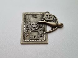 Berlock Klocka i steampunk, bronsfärgad klockberlock