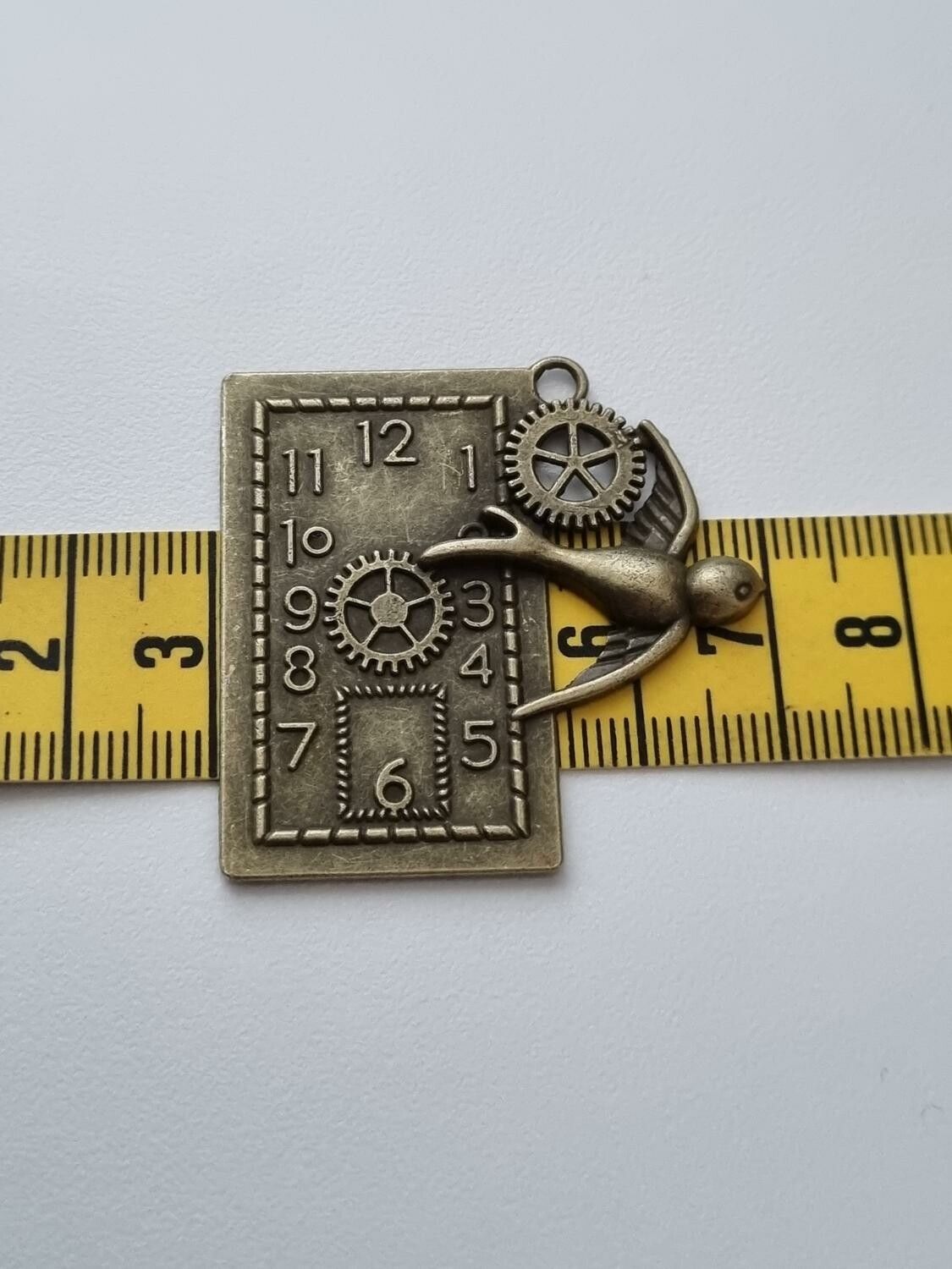 Berlock Klocka i steampunk, bronsfärgad klockberlock