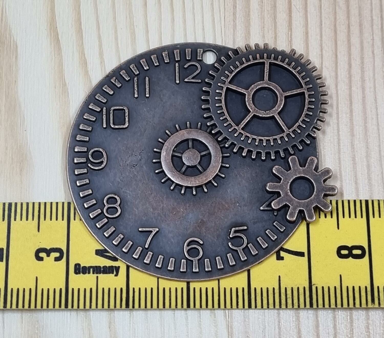 Berlock Klocka i steampunk, kopparfärgad rund klockberlock