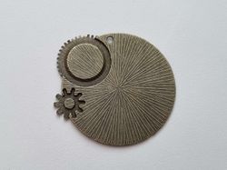 Berlock Klocka i steampunk, bronsfärgad rund klockberlock