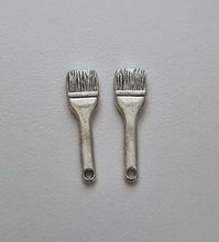 Miniatyr Charms Berlocker Målarpensel, 2 st silverfärgade