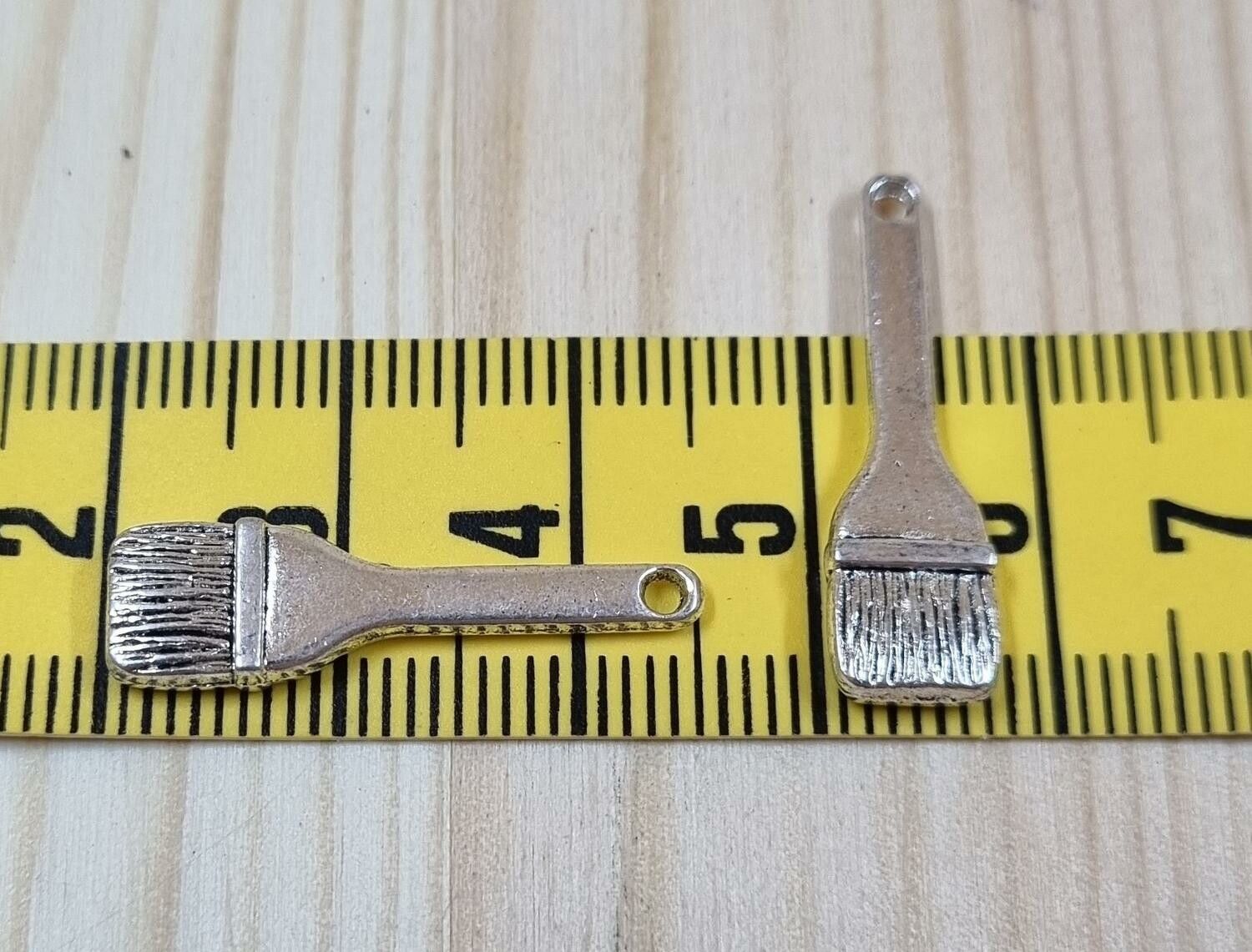 Miniatyr Charms Berlocker Målarpensel, 2 st silverfärgade