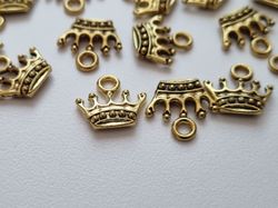 2 st Kungakronor berlocker charms (antikguldfärgade)