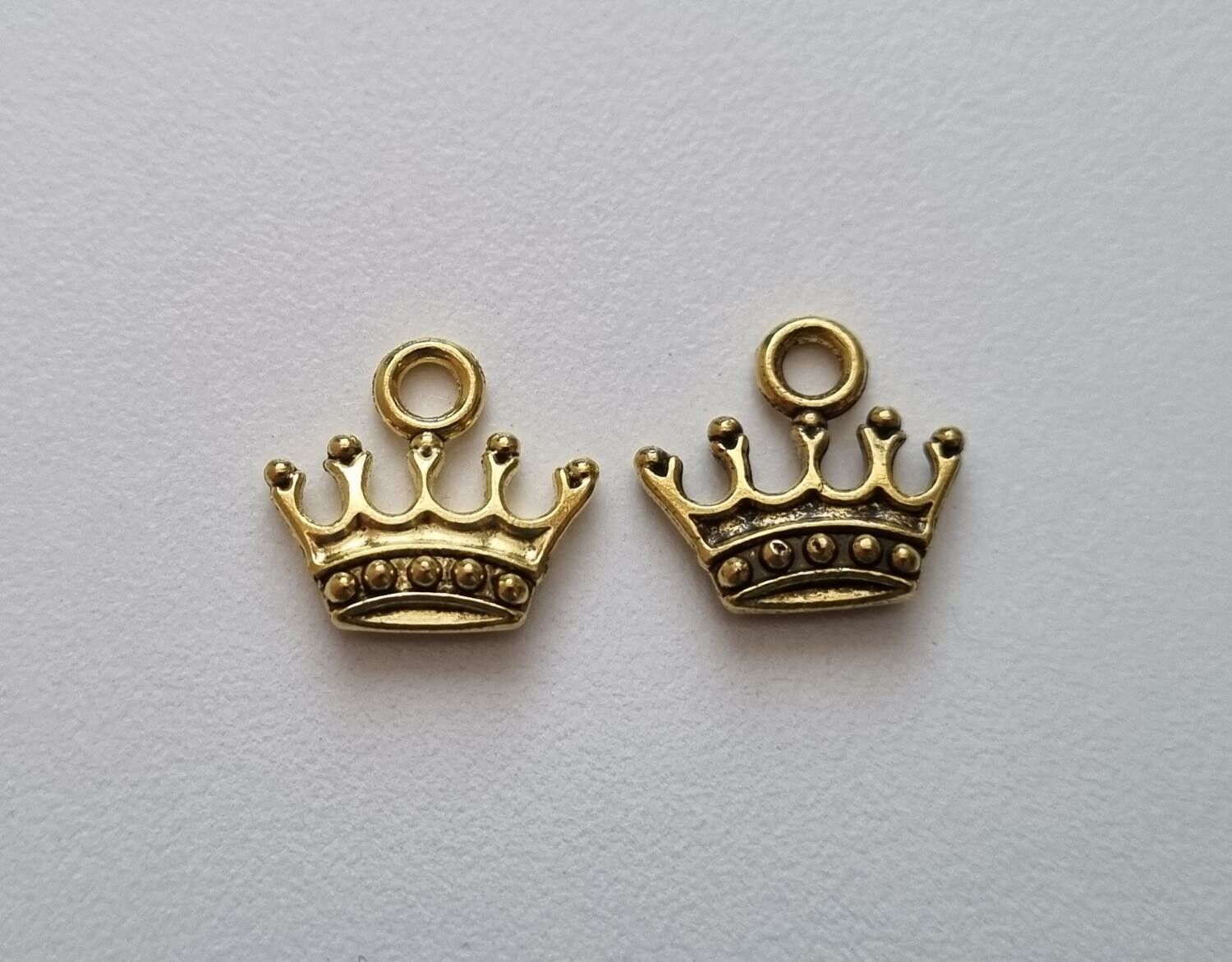 2 st Kungakronor berlocker charms (antikguldfärgade)