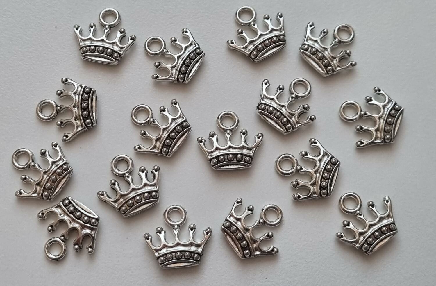 2 st Kungakronor berlocker charms (silverfärgade)