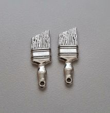 Miniatyr Charms Berlocker Målarpensel, 2 st silverfärgade