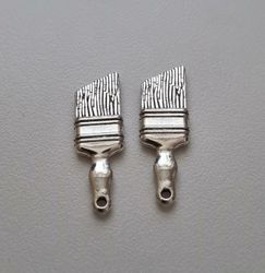 Miniatyr Charms Berlocker Målarpensel, 2 st silverfärgade