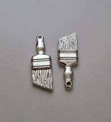 Miniatyr Charms Berlocker Målarpensel, 2 st silverfärgade