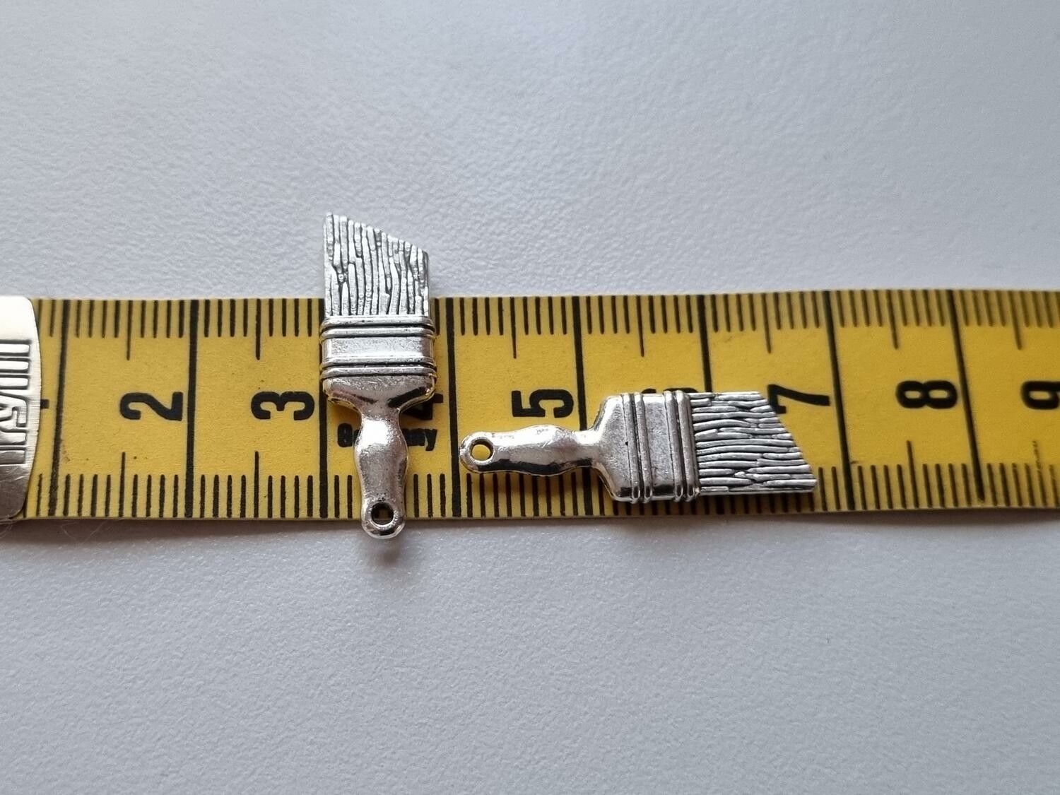 Miniatyr Charms Berlocker Målarpensel, 2 st silverfärgade