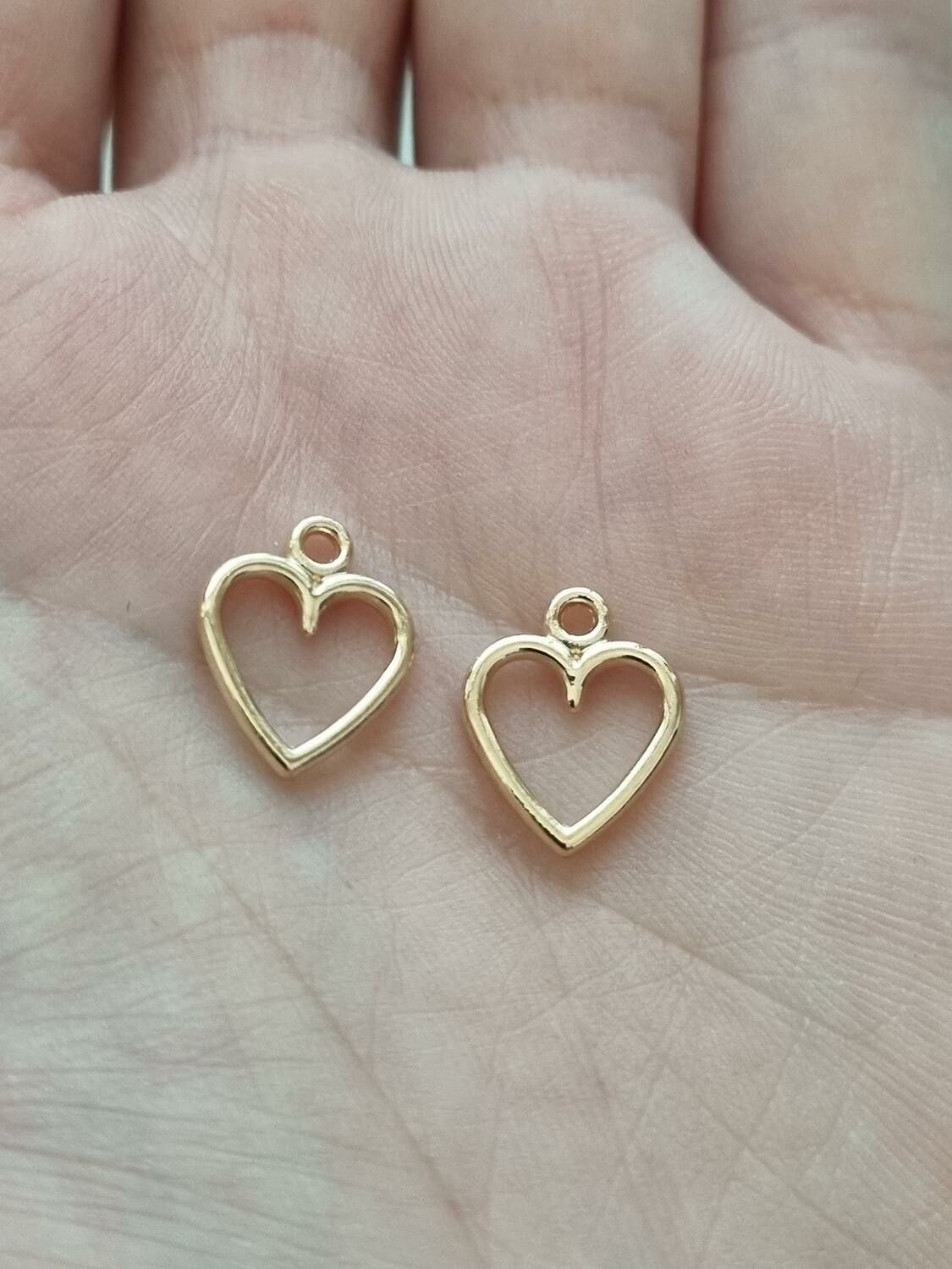 2 st berlocker charms, guldfärgade hjärtan