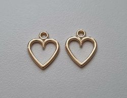 2 st berlocker charms, guldfärgade hjärtan