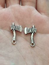 Miniatyr Charms Berlocker Yxor, 2 st silverfärgade