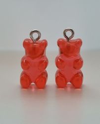2 st röda Gummibjörnar, miniatyrer berlocker charms