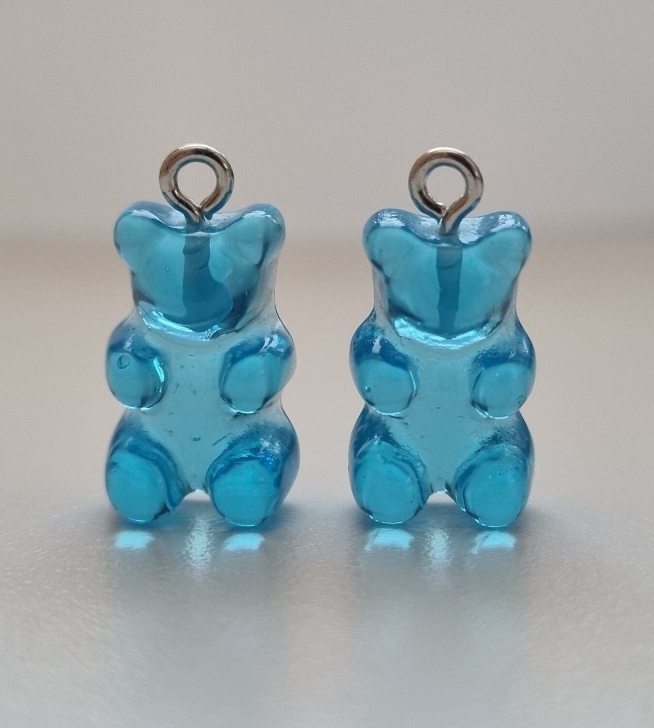 Gummibjörn, gummibjörnar - berlocker / charms / hängen (blå)