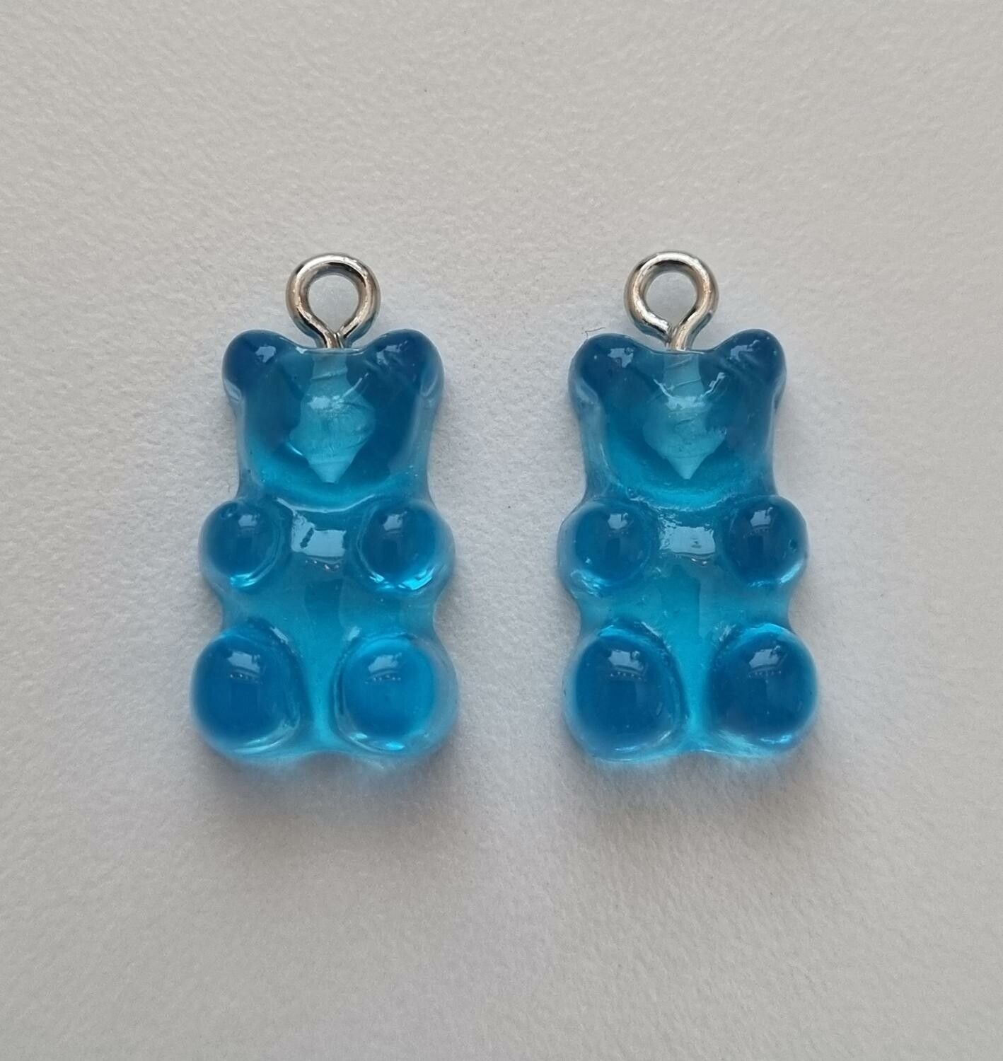 Gummibjörn, gummibjörnar - berlocker / charms / hängen (blå)