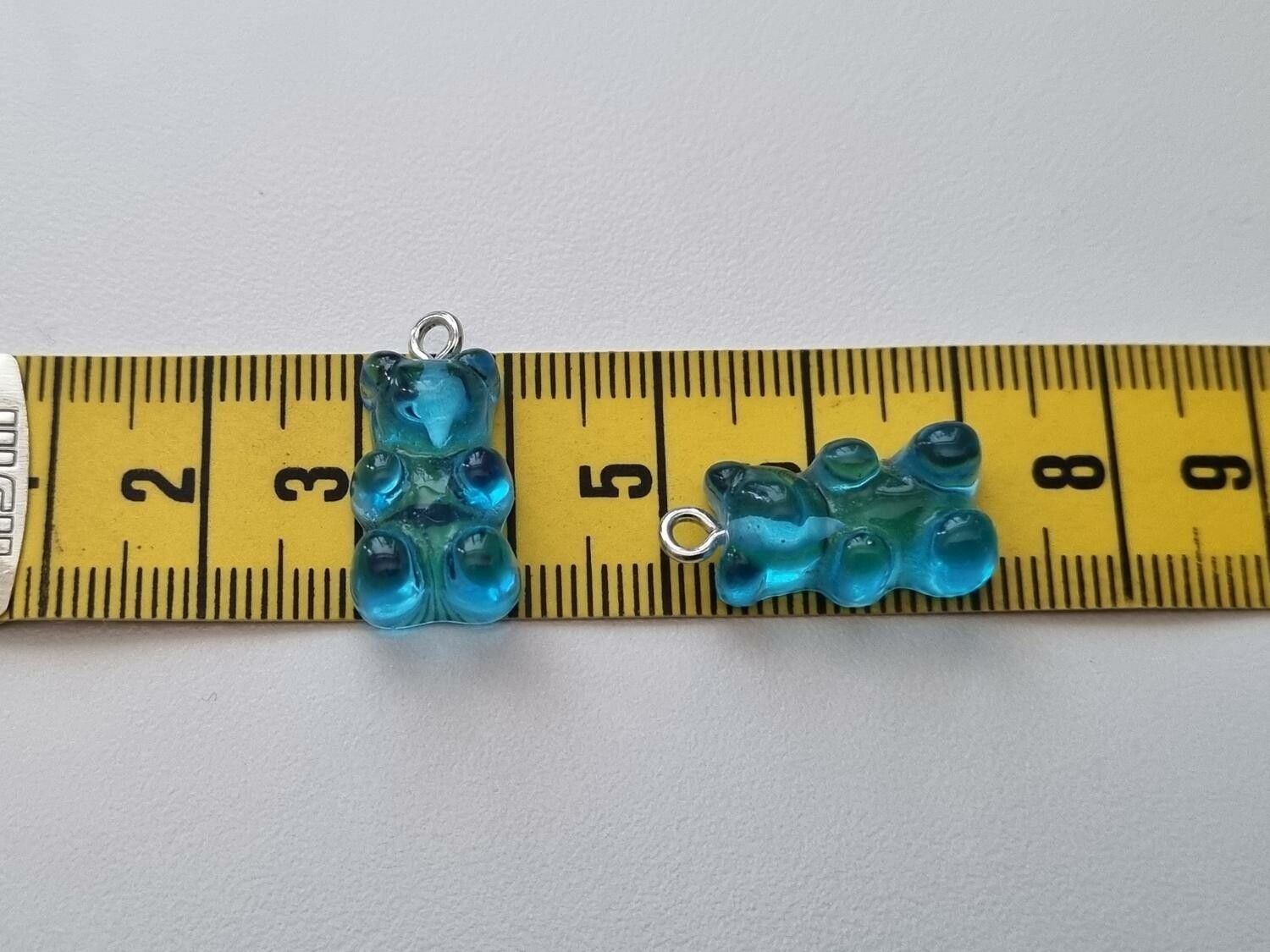 Gummibjörn, gummibjörnar - berlocker / charms / hängen (blå)