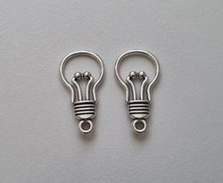 Miniatyr Charms Berlocker Glödlampor, 2 st Silverfärgade