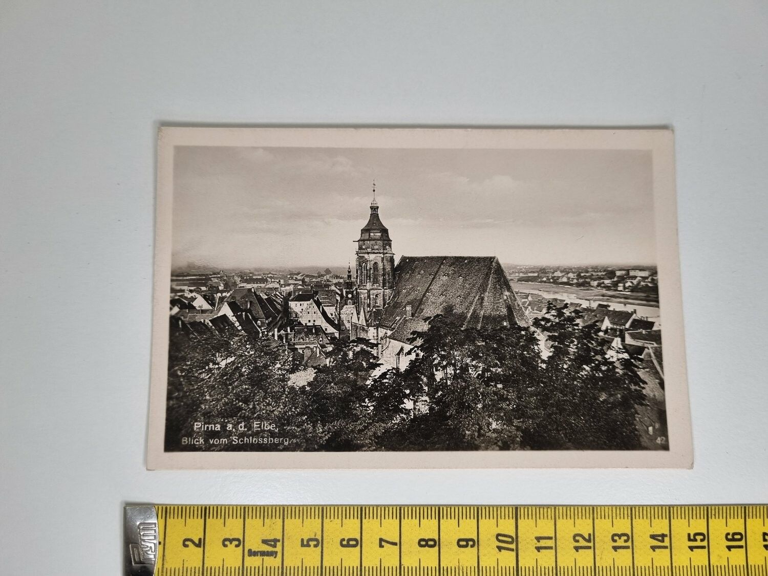 Äldre vykort. Pirna a, d. Elbe, Blick vom Schlossberg