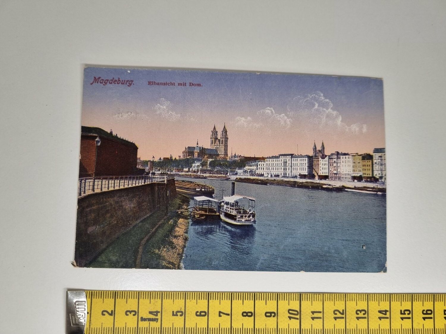 Äldre vykort. Magdeburg. Elbansicht mit Dom.