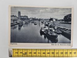 Äldre vykort. Magdeburg Bild von der Adolf Hitler-Brücke 1938
