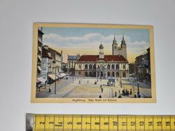 Äldre vykort. Magdeburg. Alter Markt mit Rathaus