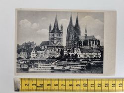 Äldre vykort. Köln a. Rh. St. Martin und Dom. Stämplat 1942