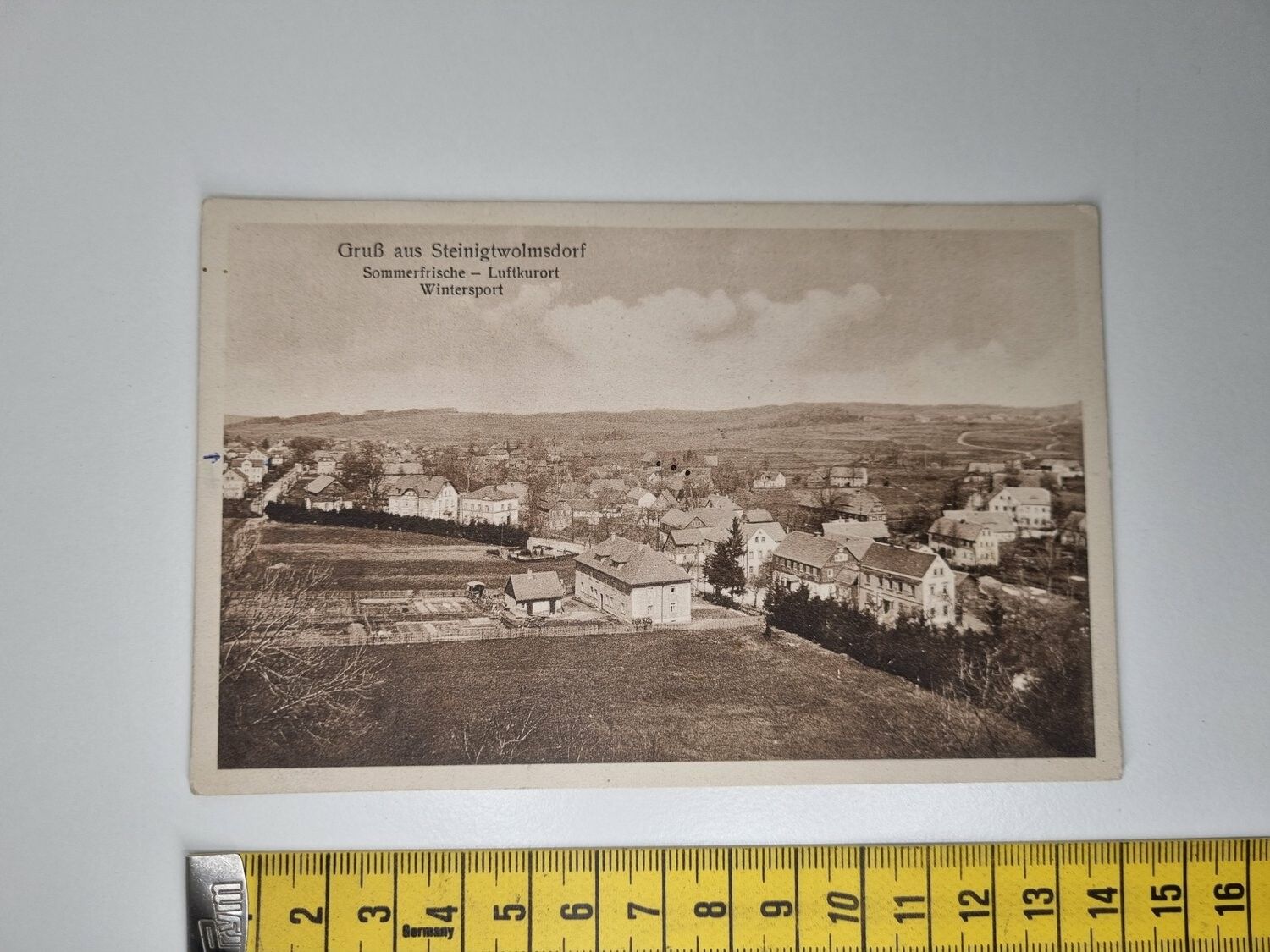 Äldre vykort. Gruß aus Steinigtwolmsdorf