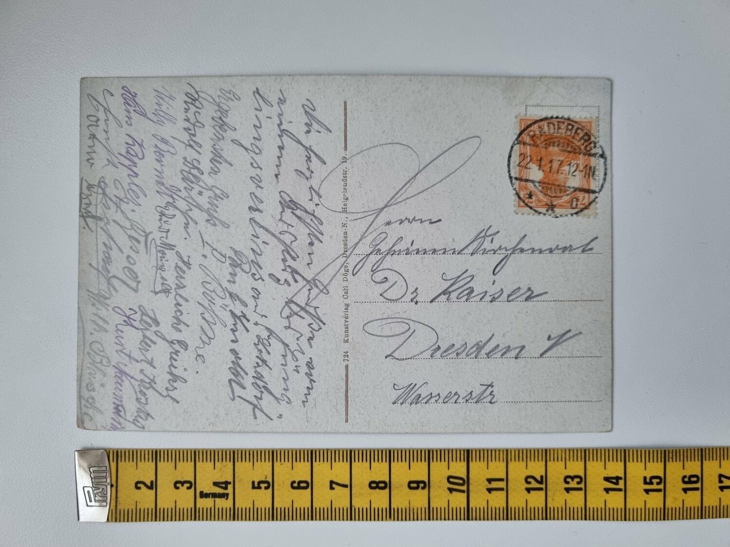 Äldre vykort. Dresden. Stämplat 1917