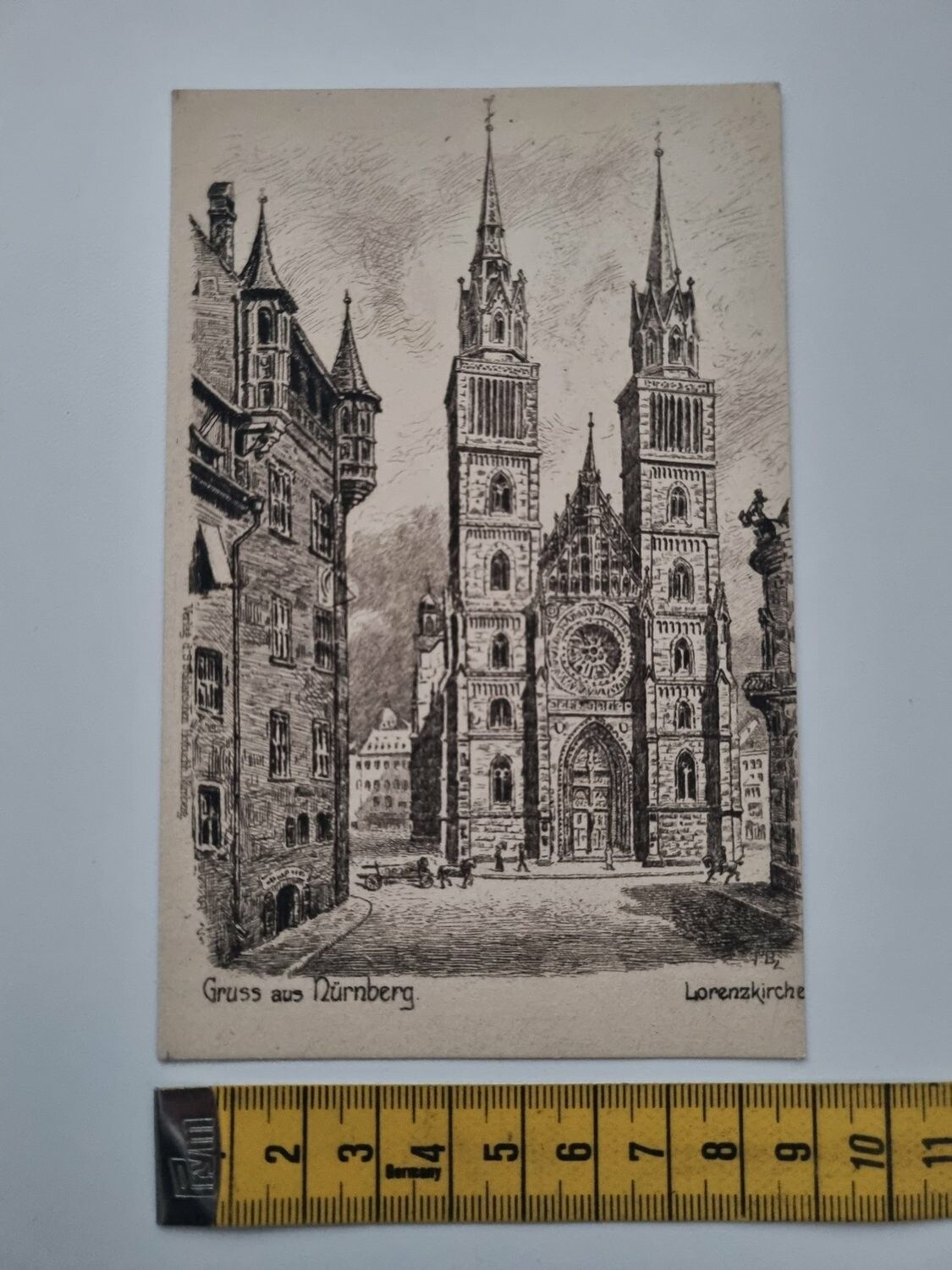 Äldre vykort, Gruss aus Nürnberg Lorenzkirche