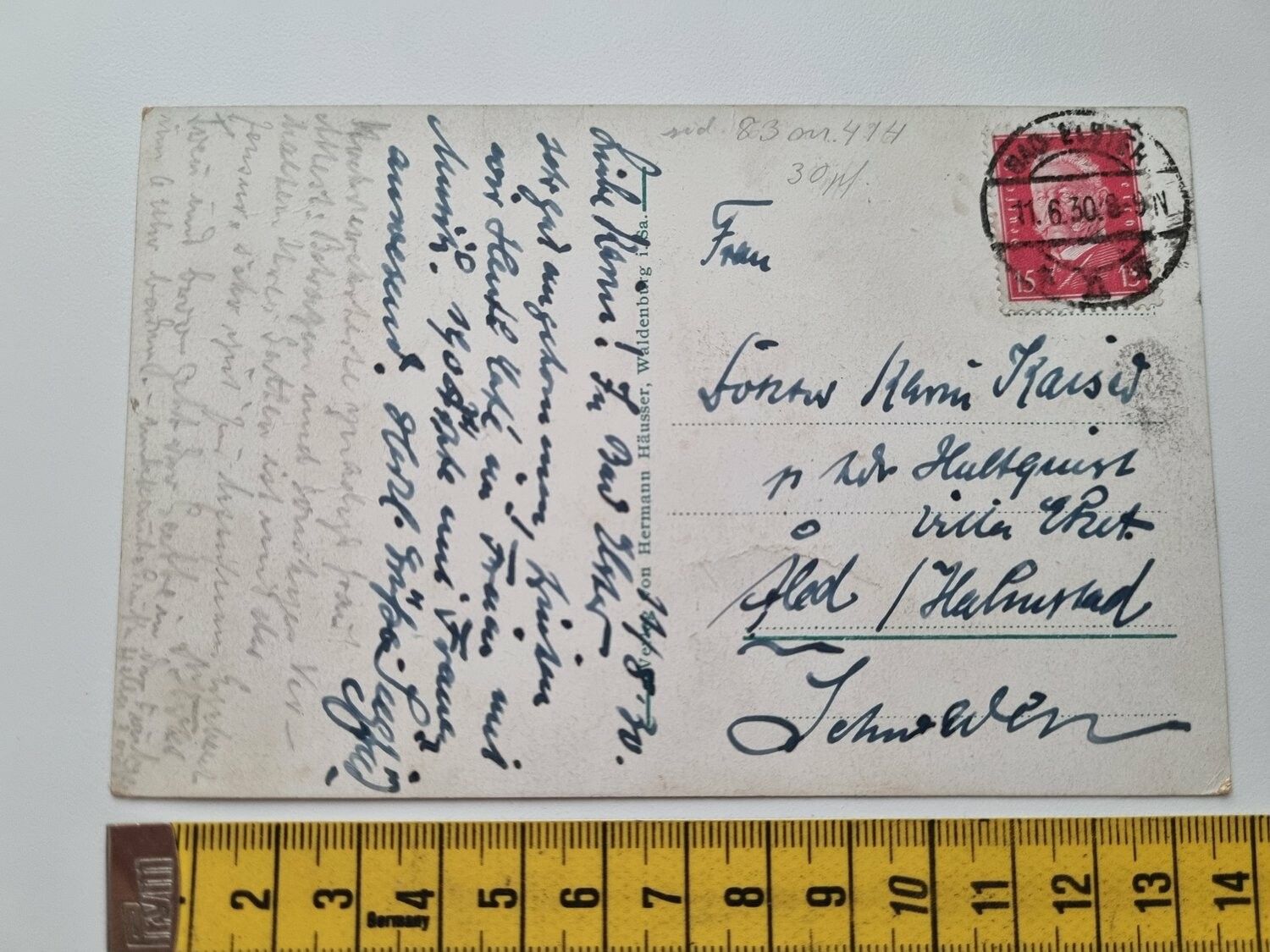 Äldre vykort, Waldenburg i. Sa, Daterat 1930