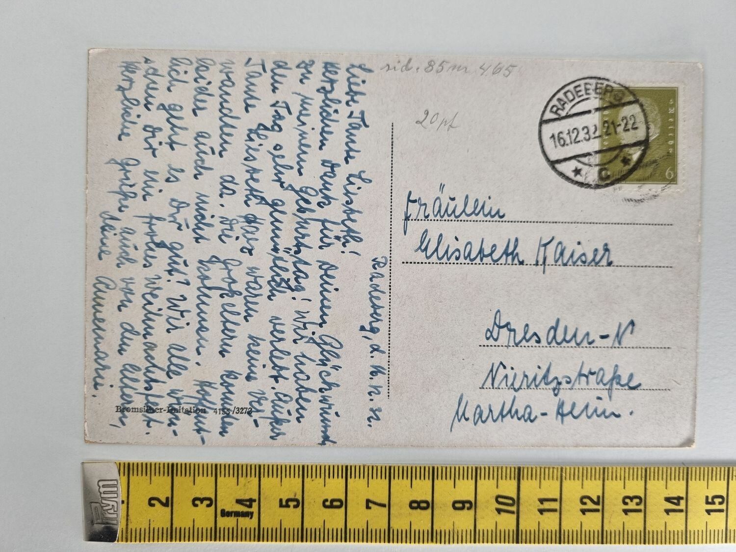 Äldre vykort Tyskland, Stämplat 1932