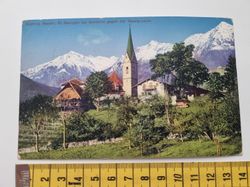 Äldre vykort, Südtirol, Meran: St. Georgen bei Schöpna gegen die Texelgruppe