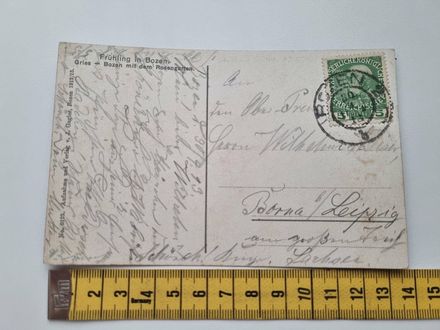 Äldre vykort, adresserat 1913