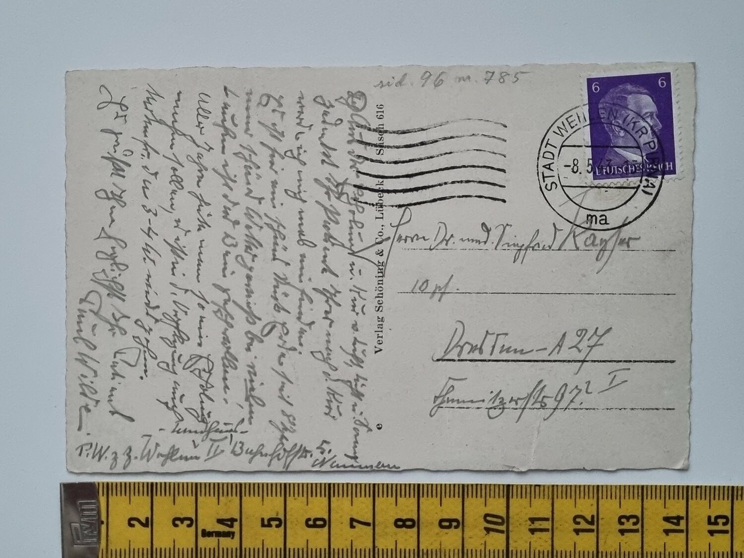 Äldre vykort, stämplat 1943